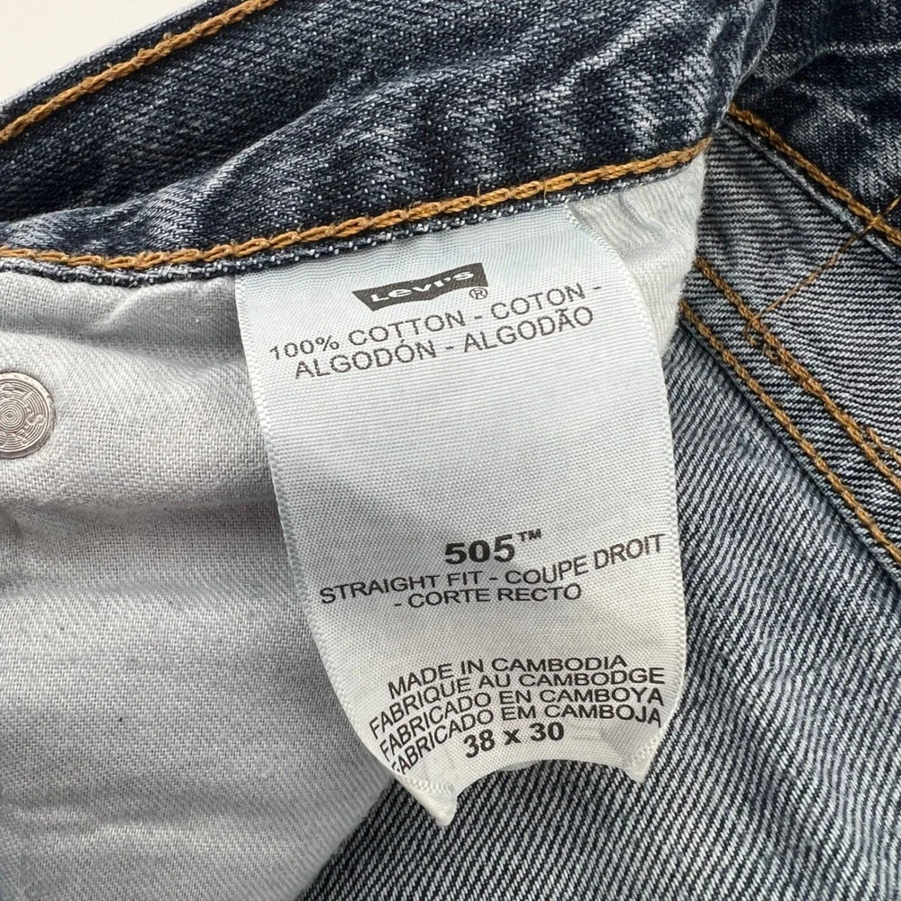 Levis 505 Regular Fit Straight Leg Jeans Mens 38x30 Medium Wash Blue Cotton‎